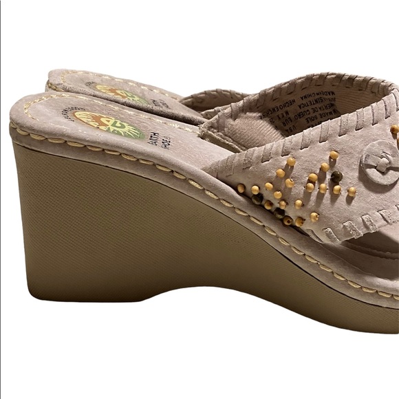 Earth Shoe Gelron 2000 Lily Tan Beaded Wedge Sandal Size 9 - Picture 8 of 11